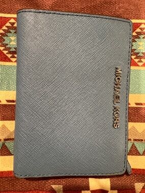 Michael Kors Dusty Blue Saffiano Leather Bifold Wallet